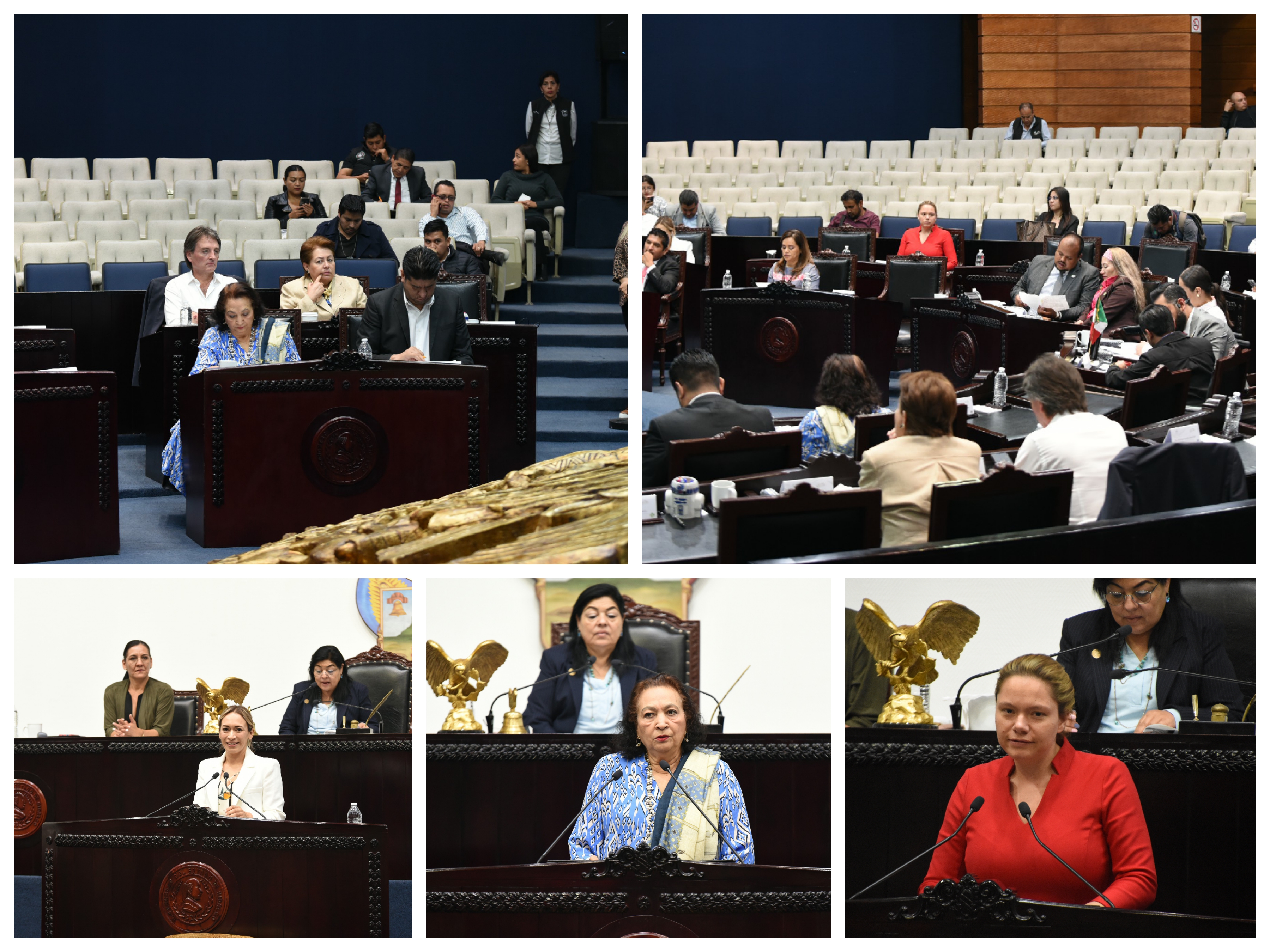 Imagen de diputados en tribuna don presentaron
iniciativas en materia de recuperación de fuentes de abastecimiento, así como de cuidado y
protección del líquido