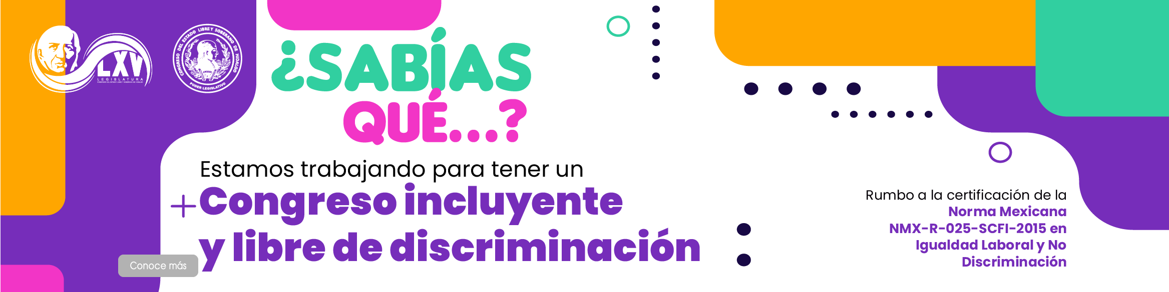 Imagen que da a conocer que Estamos trabajando para terner un Congreso Incluyente y Libre de Discriminacion.